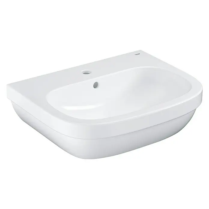 Grohe Euro Ceramic Wastafel - 60 x 48 cm, Voorzien van standaardglazuur, Kraangat: Midden, Met overloop, Wit - Vooraanzicht
