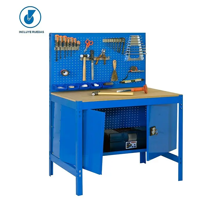 Simonrack Simonwork Banco de trabajo BT2 Locker Mobile - L x An x Al: 61 x 121 x 144,5 cm, Capacidad de carga: 280 kg, Azul