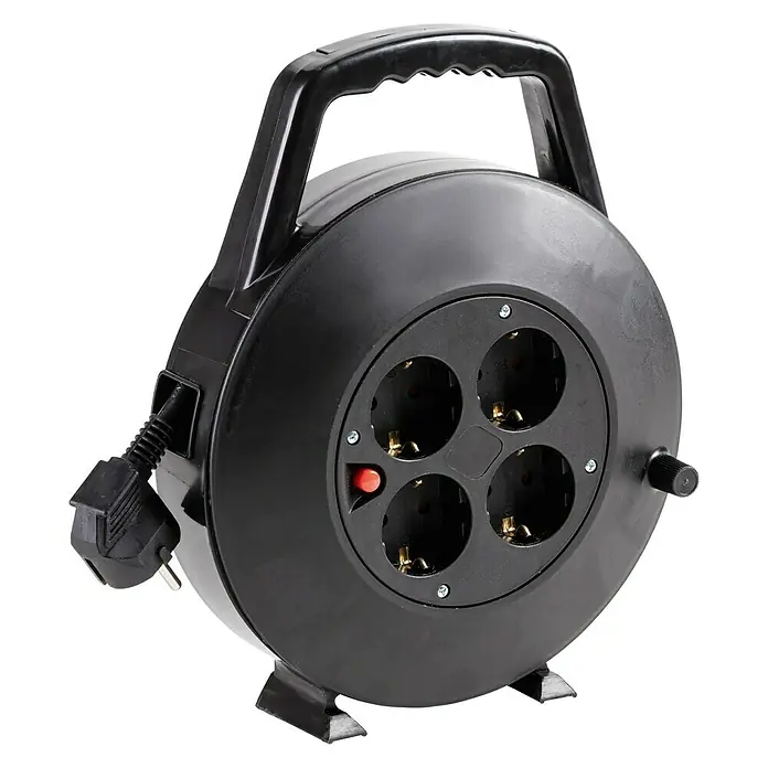 Kabeltrommel - 5 m, Anzahl Steckdosen Schuko: 4 Stk., 3.500 W