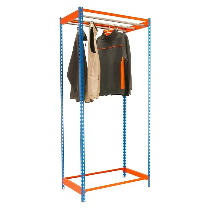 Simonrack Simonclothing Estantería metálica Single 3 - L x An x Al: 50 x 90 x 300 cm, Capacidad de carga: 25 kg/balda, Azul/Naranja