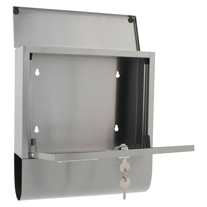 Rottner Briefkasten Costa - Metall, 10 x 30,5 x 33,5 cm, Edelstahl