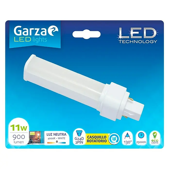 Garza Bombilla LED Biax - 11 W, G24D-2, Color de luz: Blanco neutro, Tubular