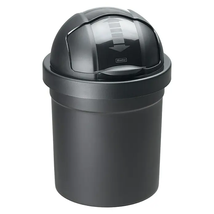 Rotho Kanta za otpad Roll Bob - 10 l, Crne boje, Okrugli oblik, Polipropilen - Pogled sprijeda