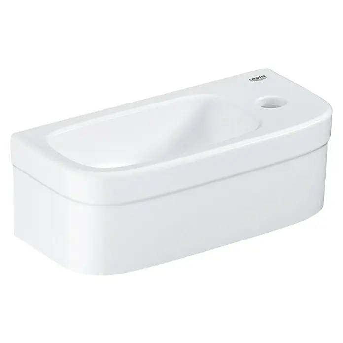 Grohe Euro Ceramic Fontein - b x l: 36,9 x 17,9 cm, Voorzien van standaardglazuur, Kraangat: Rechts, Zonder overloop, Wit - Vooraanzicht