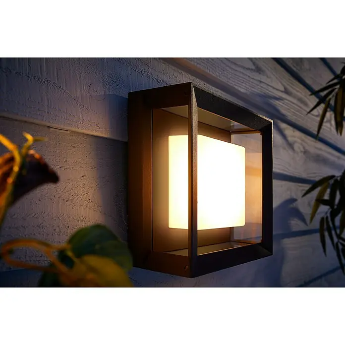Philips Hue LED-Außenwandleuchte White & Color Ambiance Econic Quadratisch - 15 W, 11,5 x 26 x 26 cm, Schwarz, IP44