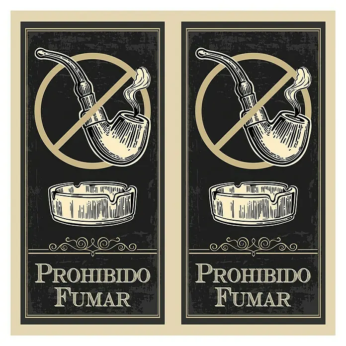 Adhesivos decorativos Entrada Salida - Prohibido fumar - Lámina adhesiva decorativa, 31 x 31 cm, Negro/Beige