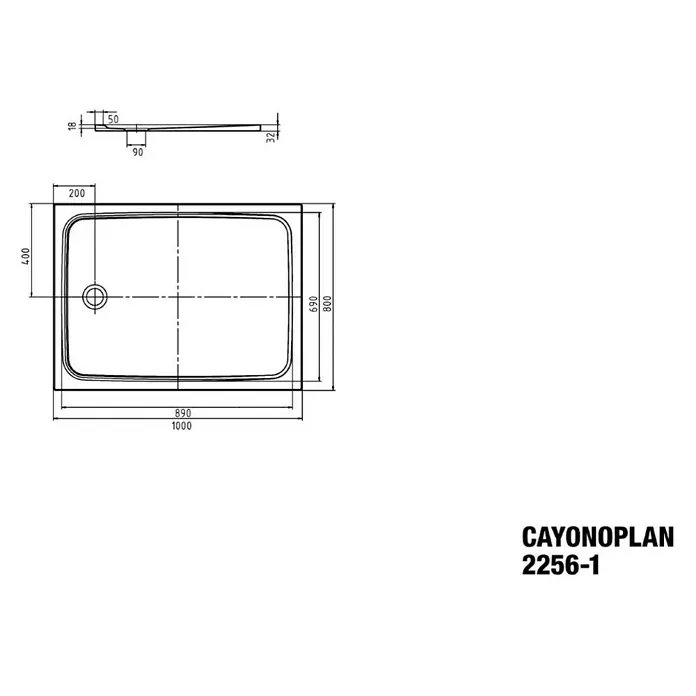 Kaldewei Duschwanne Cayonoplan 2256-1 - L x B: 100 x 80 cm, Stahl, Weiß