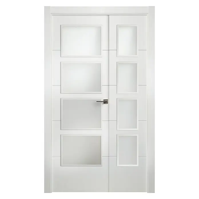 Puerta de doble hoja 1/2 Mannheim - 125 x 203 cm, Apertura según normativa: Izquierda, Blanco lacado, Macizo