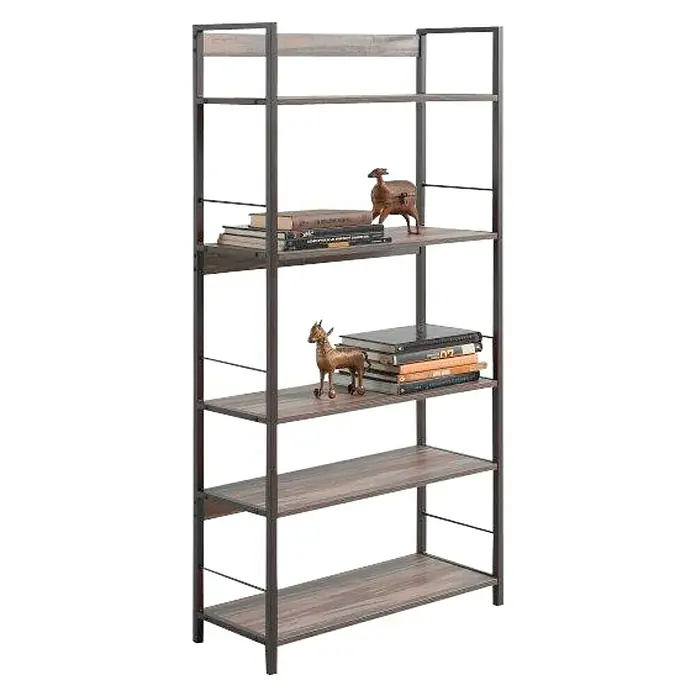 Estantería de madera Kala Industrial - An x Al: 74 x 150 cm, Madera, Marrón, Negro