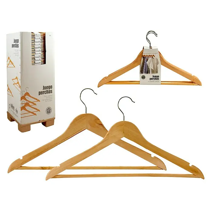 Percha 3 uds. - Marrón, Madera