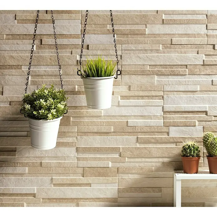 Revestimiento de pared Fattoamano Muretto - 17 x 52 cm, Miel, Efecto piedra