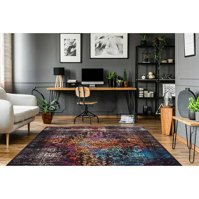 Kayoom Flachgewebeteppich Galaxy - Braun/Multi, 150 x 80 cm, 100 % Polyester - Stimmungsaufnahme