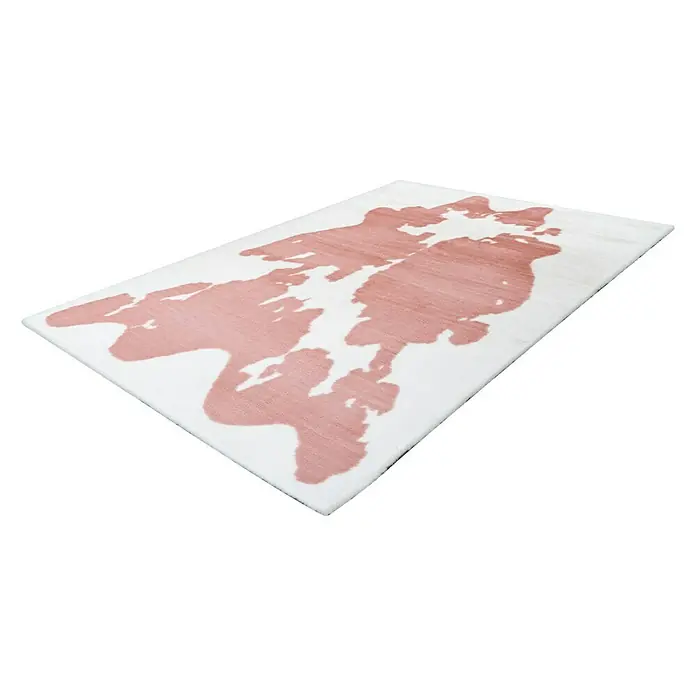 Kayoom Hochflorteppich Kuh - Rosa/Weiß, 160 x 120 cm, 100 % Polyester - Rechte Seitenansicht