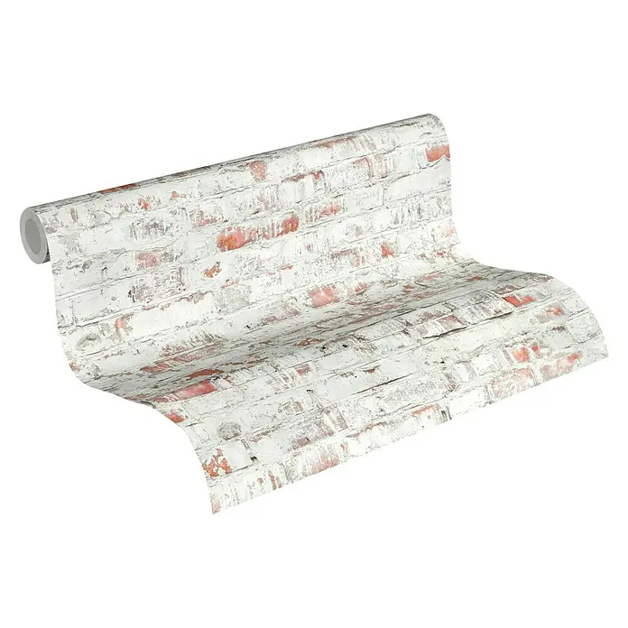 Lutèce Authentic Walls 2 Vliestapete - Rot/Weiß, Steinoptik, 10,05 x 0,53 m - Ansicht von oben