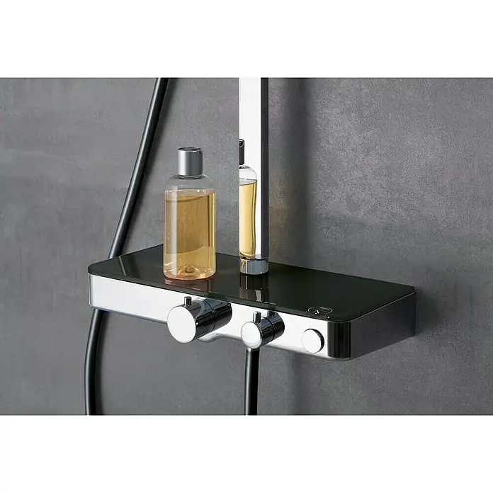 Camargue Duschsystem Grande Vita - Mit Thermostatarmatur, Anzahl Strahlarten: 3 Stk., Chrom/Schwarz
