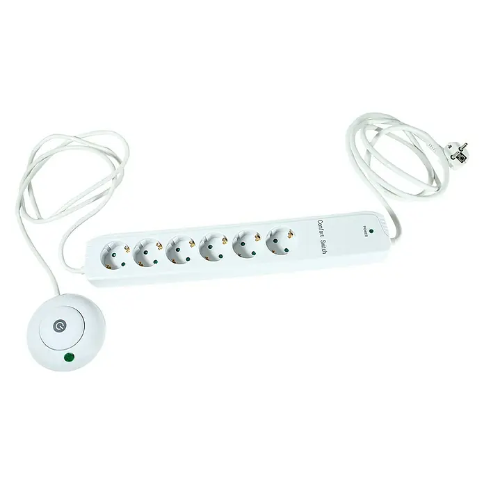 REV Base de enchufe múltiple - Número de enchufes Schuko: 6 ud., Blanco, 1,5 m