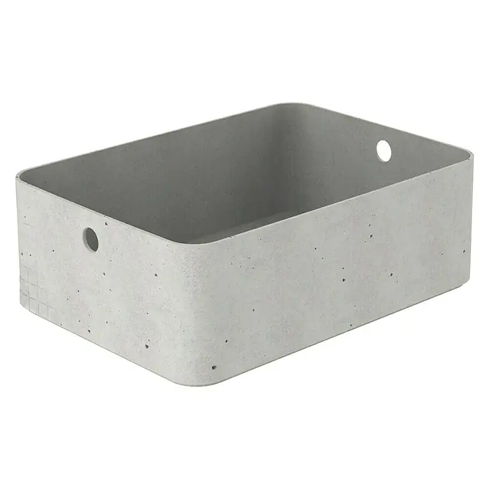Curver Aufbewahrungsbox Beton M - L x B x H: 34 x 24 x 12 cm, Material: Kunststoff, Beton - Linke Seitenansicht