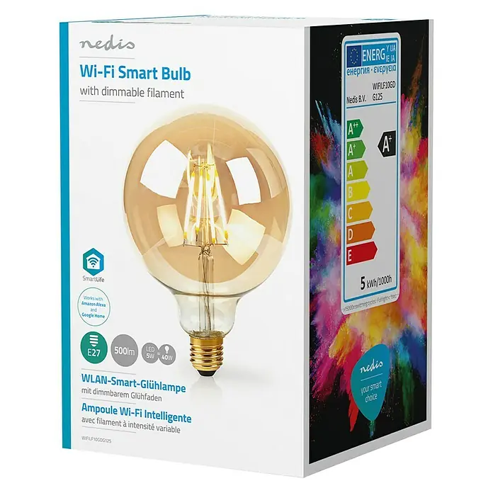 Nedis Smartlife LED-Leuchtmittel - E27, 5 W, Warmweiß, Dimmbar - Vorderansicht