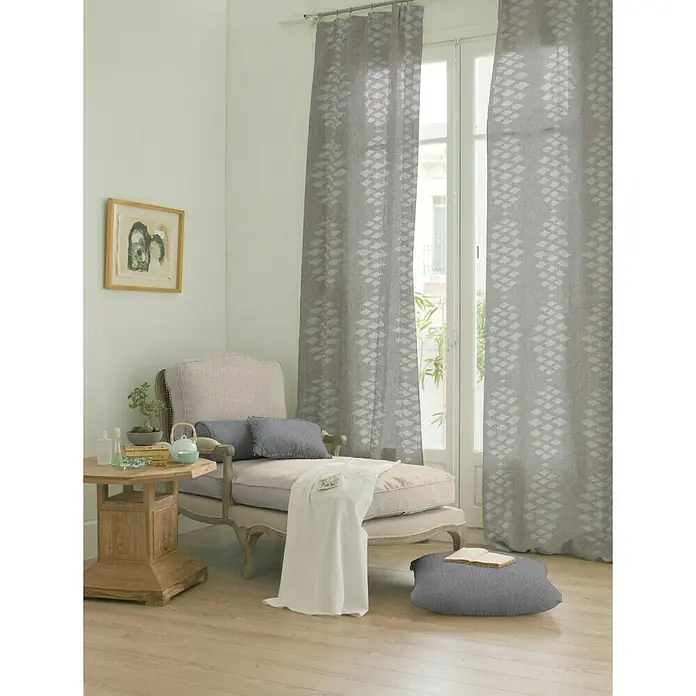 Visillo para ventana Mica - 140 x 250 cm, 100% poliéster, Gris