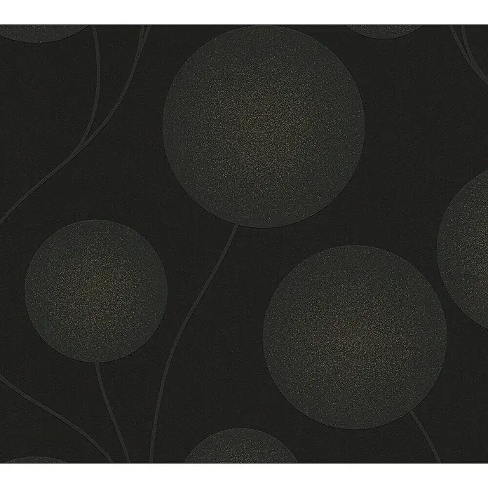 AS Creation Vliestapete Spot 3 - Schwarz/Metallic, Floral, Blütenmuster, 10,05 x 0,53 m - Detailaufnahme