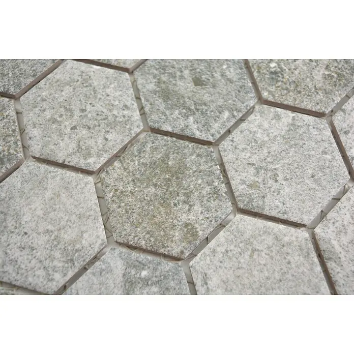 Mosaikfliese Hexagon HX CURIO GG - 32,5 x 28,1 cm, Grau, Matt - Detailaufnahme