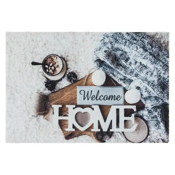 Astra Fußmatte Deco Print - Welcome Home, Blau, 40 x 60 cm, 100 % Polyamid