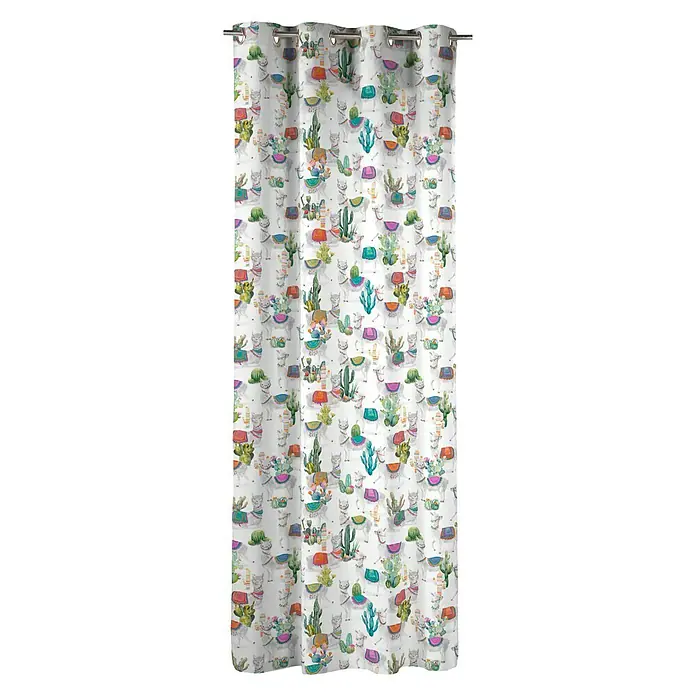 Cortina con ollaos Llamas - 140 x 270 cm, 100% algodón, Multicolor