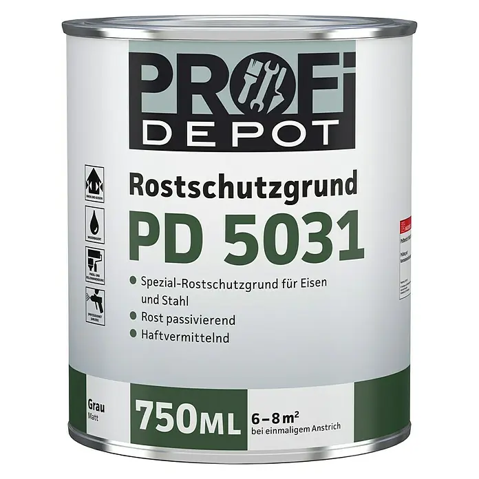 Profi Depot PD Rostschutzgrund PD 5031 - Grau, 750 ml - Vorderansicht
