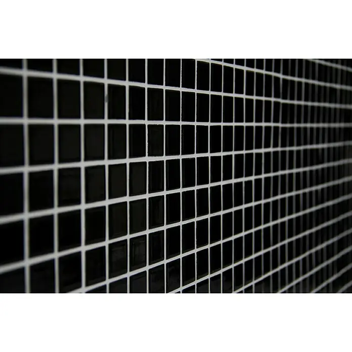 Mosaikfliese Quadrat Uni B 890 - 32,6 x 30 cm, Schwarz, Glänzend - Detailaufnahme