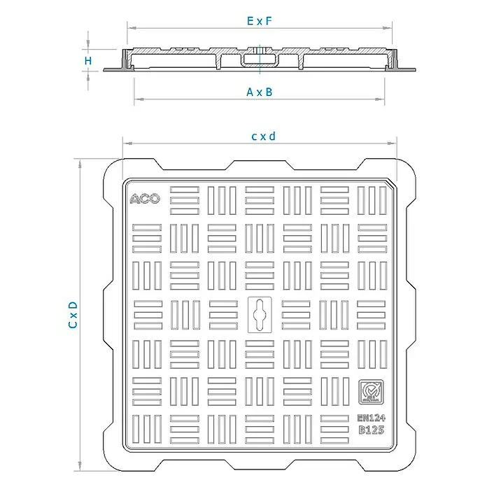 ACO Tapa de registro Guss Basic B125 - 500 x 500 mm