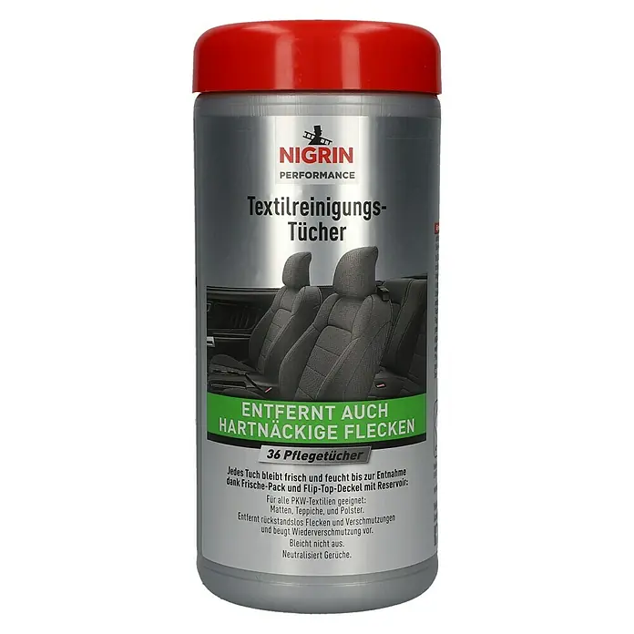 Nigrin Performance Textilreinigungstücher - Inhalt: 36 Tücher, Material: Baumwolle - Vorderansicht