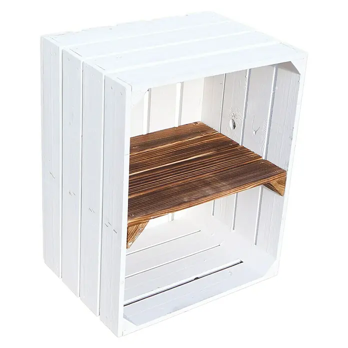 Holzregal Johanna - B x H: 40 x 50 cm, Holz, Weiß/Braun - Linke Seitenansicht