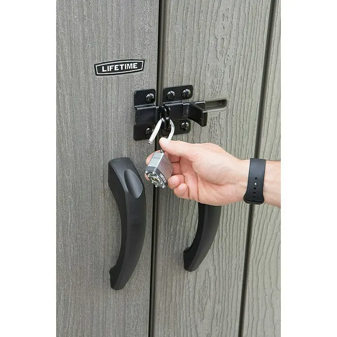 Lifetime Geräteschrank - Außenbreite inkl. Dachüberstand: 136 cm, Außentiefe inkl. Dachüberstand: 70 cm, Kunststoff, Dunkelgrau - Anwendungsbeispiel