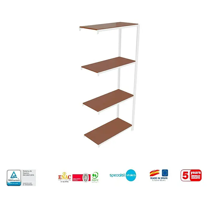 Simonrack Simonoffice Estantería para archivadores Officlick Wood Adicional - L x An x Al: 40 x 90 x 150 cm, Capacidad de carga: 200 kg/balda, Número de baldas: 4 ud., Blanco/Wengué