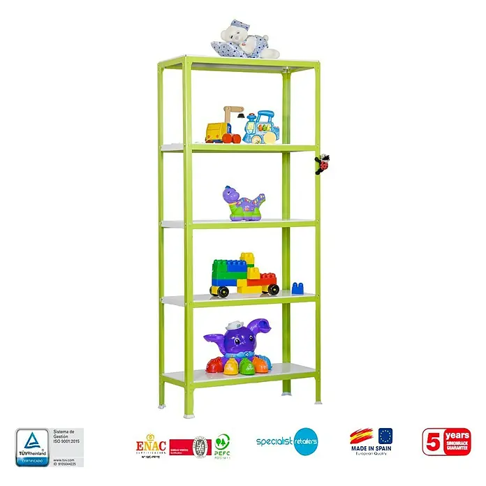Simonrack Homeclick Estantería metálica Color Mini - L x An x Al: 40 x 80 x 180 cm, Capacidad de carga: 150 kg/balda, Número de baldas: 5 ud., Verde