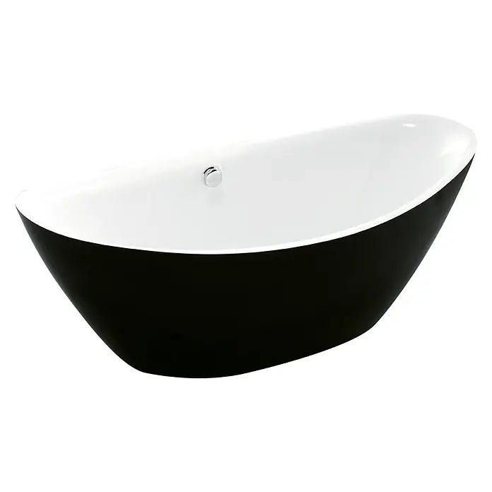Freistehende Badewanne - L x B x H: 180 x 87 x 65 cm, Acryl, Schwarz/Weiß