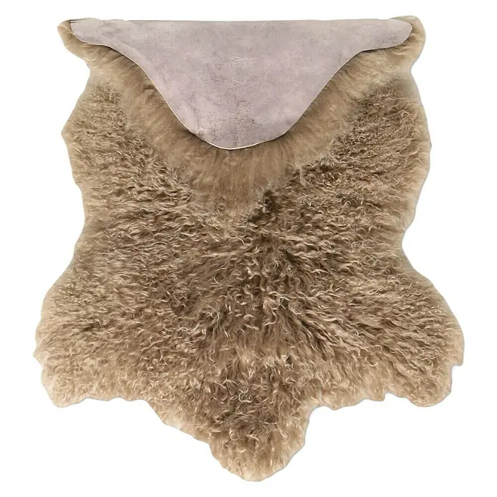 Esbeco Deko-Tibetschaffell - Taupe, 100 x 70 cm, 100 % Echtfell - Detailaufnahme