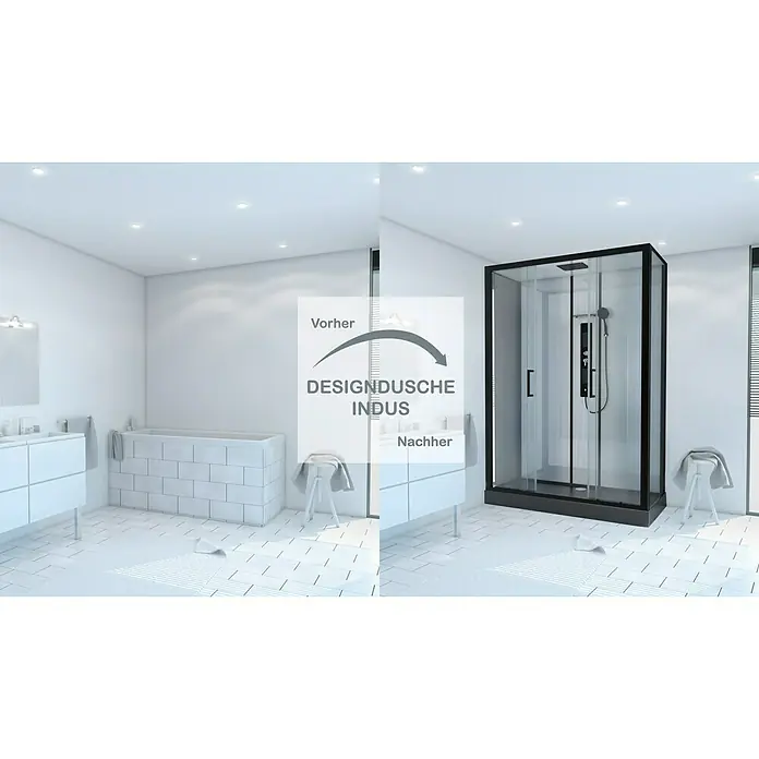 Designdusche Indus - 160 x 70 x 215 cm, Anthrazit/Silbergrau - Stimmungsaufnahme