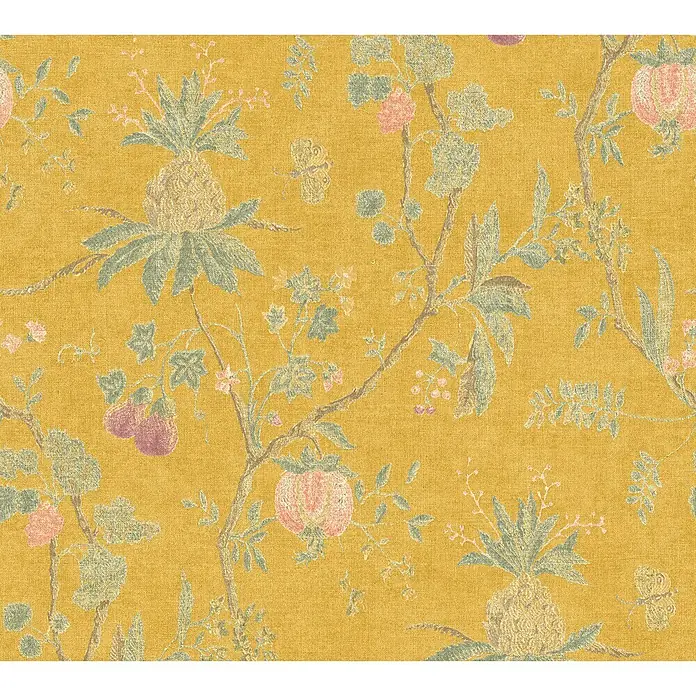 AS Creation Paradise Garden Vliestapete Früchteranke - Senf, Floral, 10,05 x 0,53 m - Detailaufnahme