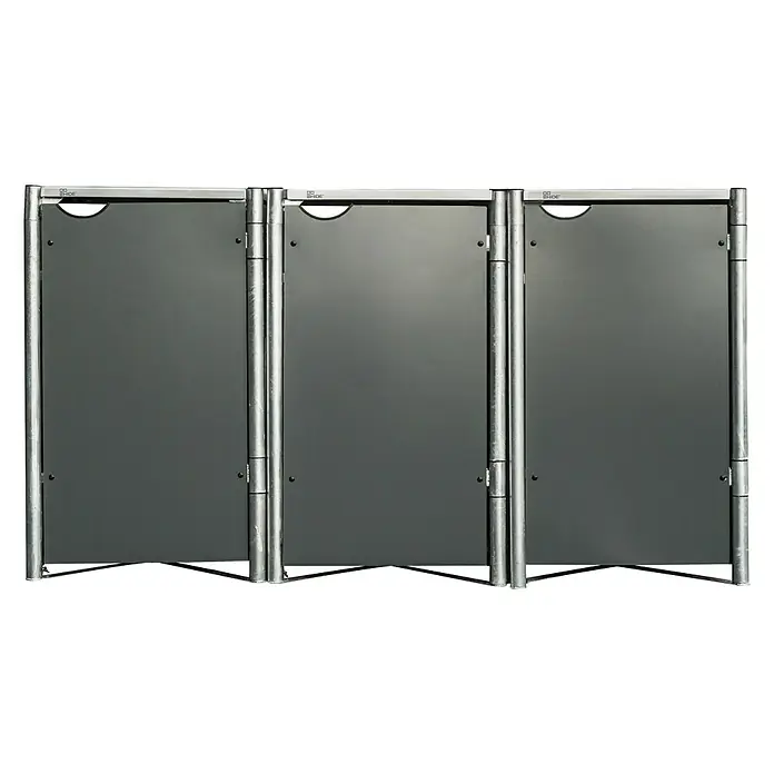 Hide Mülltonnenbox - 80,7 x 209,1 x 115,2 cm, Passend für: 3 Mülltonnen 180 - 240 l, Kunststoff, Grau - Vorderansicht