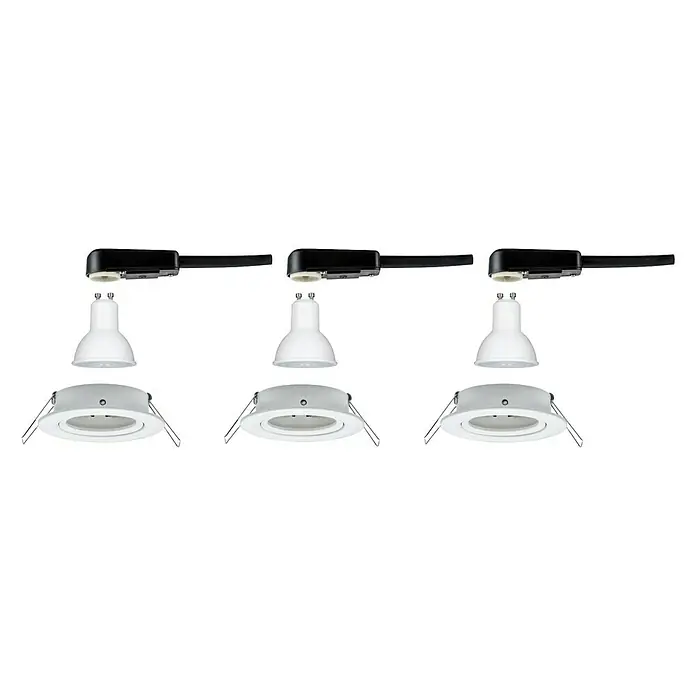 Paulmann LED-Einbauleuchten-Set Nova - 6,5 W, Weiß, 3 Stk., Warmweiß