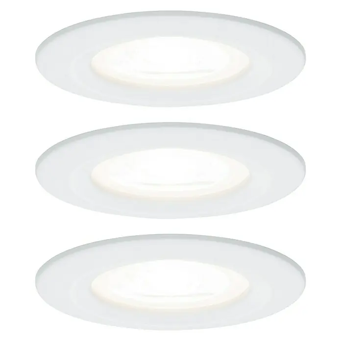 Paulmann LED-Einbauleuchten-Set Nova - 6,5 W, Weiß, 3 Stk., Warmweiß, Durchmesser: 7,8 cm - Vorderansicht