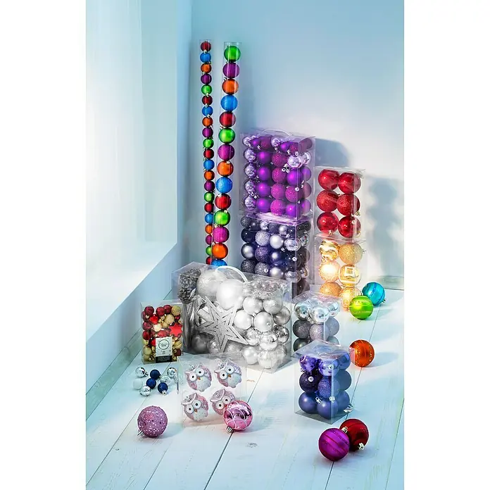 Christbaumkugel-Mix - Gold, Kunststoff, Durchmesser: 4 cm - 6 cm, 50 Stk.