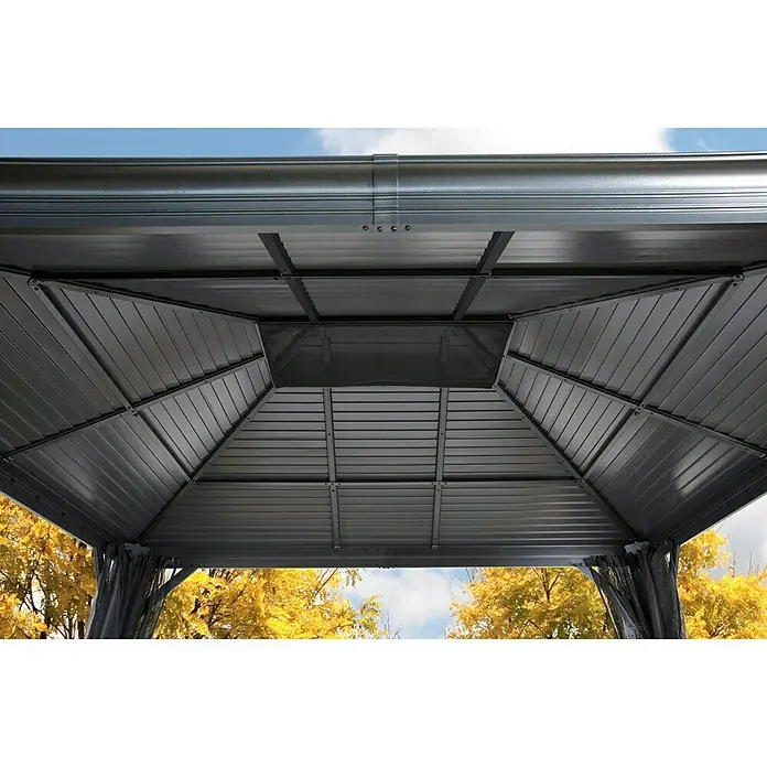 Sojag Pavillon Mykonos 12 x 16 - L x B x H: 484 x 364 x 306 cm, Basaltgrau, Walmdach - Detailaufnahme