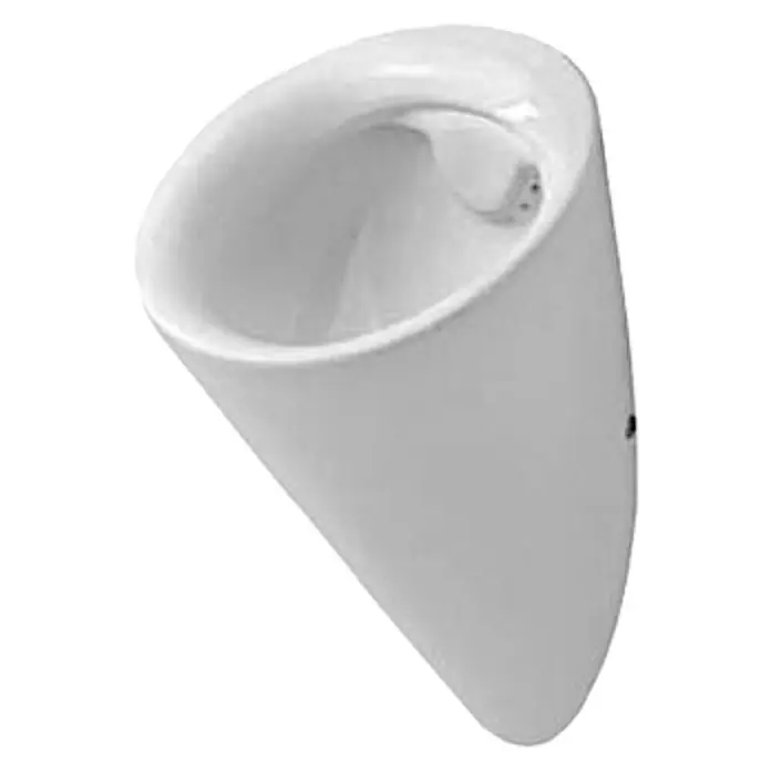 Duravit Starck 1 Urinal - Geeignet für: Montage ohne Deckel, Mit schmutzabweisender Glasur, Zulauf: Hinten, Absaugspülung, Farbe: Weiß, Mit Zielobjekt - Vorderansicht