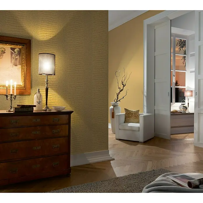 AS Creation Trendwall Vliesbehang Grafische weergave - Goud, Diermotief, 10,05 x 0,53 m - Sfeeropname