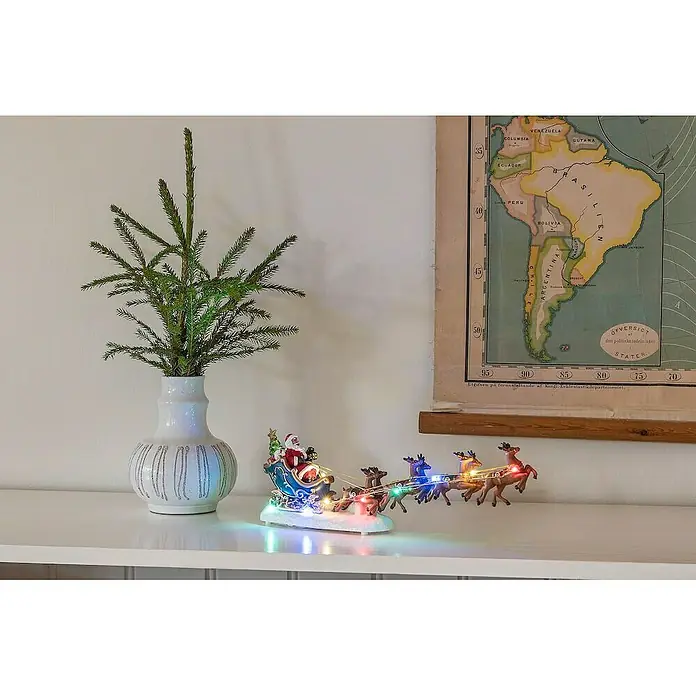 Konstsmide Led-decoratielamp - Kerstman in een rendierslee, l x b x h: 35,5 x 6,5 x 14 cm, Polyresin