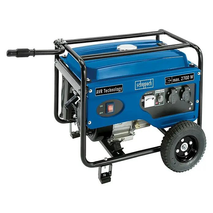 Scheppach Stromerzeuger SG 3100 - Nennleistung: 2.500 W, Tankvolumen: 15 l, Motorleistung: 5 kW - Vorderansicht