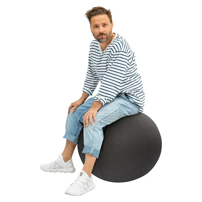 Sitting Ball Gymnastikball Felt - Anthrazit, Durchmesser: 65 cm, Material Bezug: 100 % Polyester - Anwendungsbeispiel