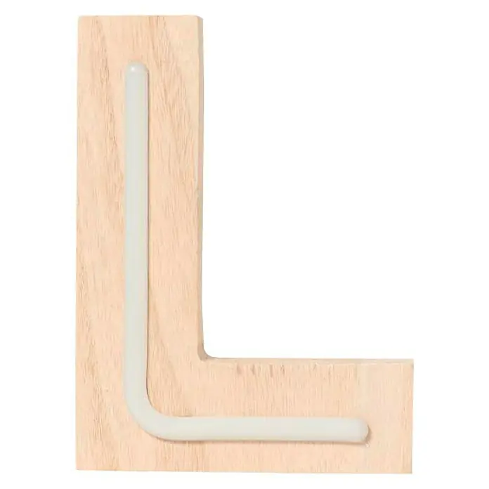 Letra LED neón de madera - L, Madera, Color de luz: Blanco neutro